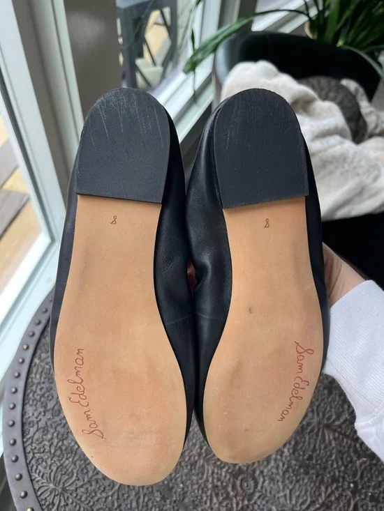 SAM EDELMAN FELICIA BLACK LEATHER BALLET FLATS 8 - Picture 9 of 9